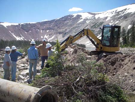 02-Bluebell Lake Stabilization, removing outlet pipe