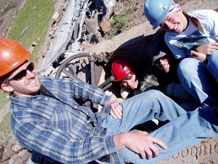 02-Clements Lake Stabilization, SCA students in wheel house before removal