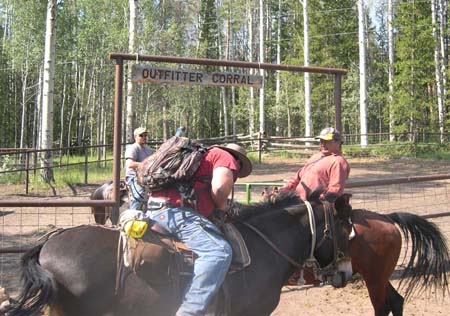 09-Clements Lake Stabilization, Bureau of Reclamation crew rode horseback from Moon Lake trailhead to worksite