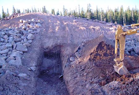 15-Clements Lake stabilization, excavating middle cutoff trench