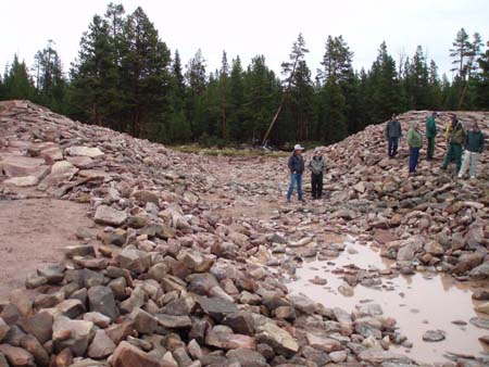 25-Clements Lake, completed stabilized breach through dam embankment