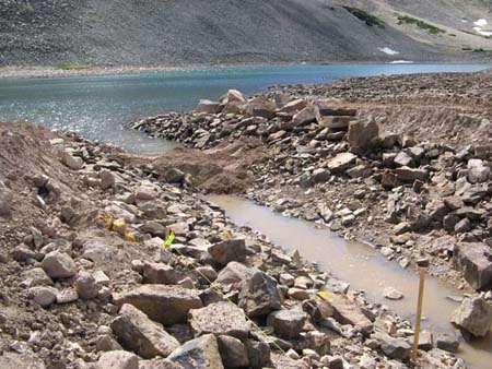 06-Drift Lake Stabilization, temporary coffer dam put in place to control water flow