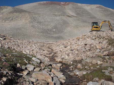 11-Drift Lake Stabilization, looking upstream through completed breach channel