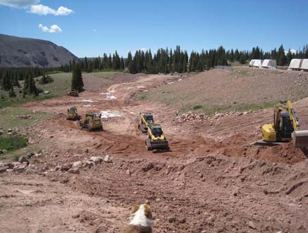 05-East Timothy Stabilization, material removed from dam, transported in assembly line to spoil areas