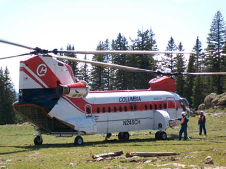 01-Columbia helicopter used to transport equipment to high lakes worksites