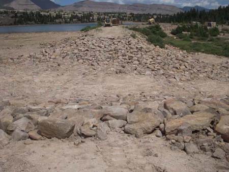 21-Five Point Lake Stabilization, finished channel graded and lined with riprap