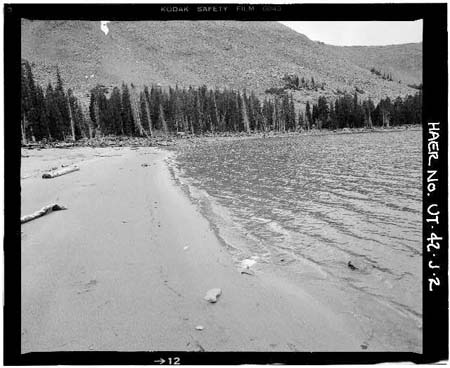 HAER photo showing natural sand beach at Kidney Lake, looking west, July 1985
