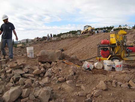 11-Superior Lake Stabilization, grouting operation underway for plugging outlet pipe