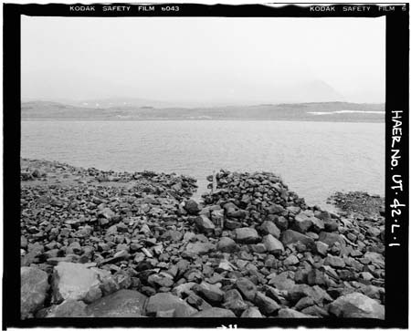 HAER photo of Superior Lake with dam spillway in foreground, looking northwest, July 1985