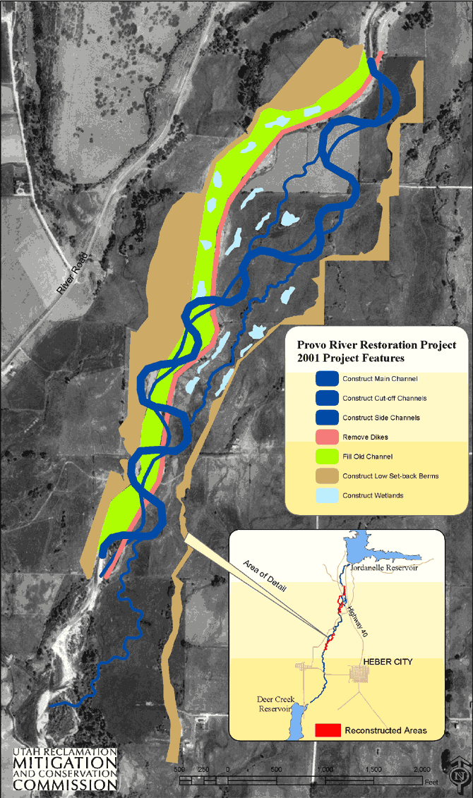 Provo River Restoration 2001 Construction Project Map